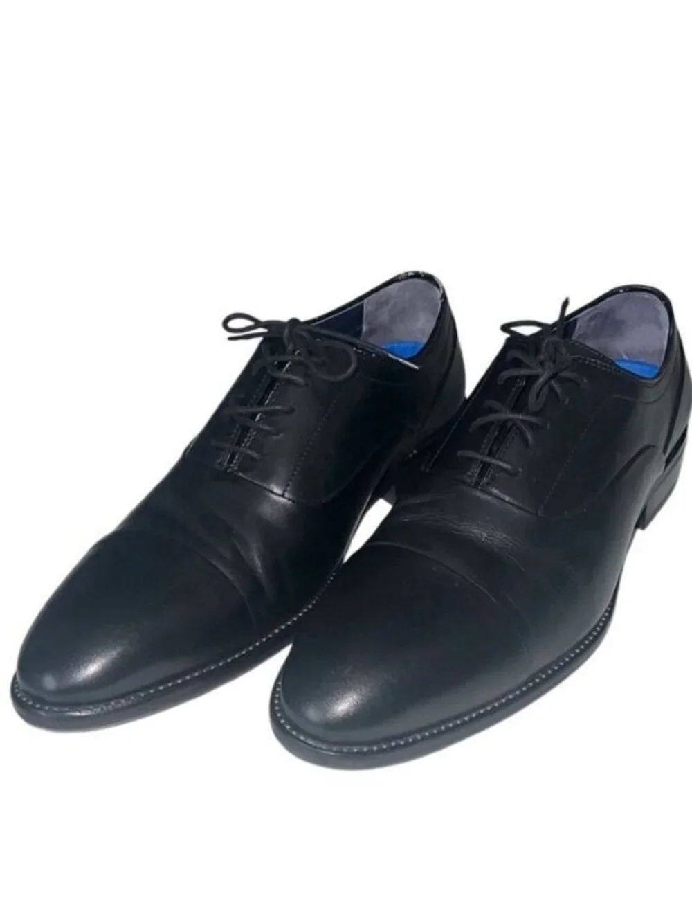 Johnston & Murphy Stockton Black Leather Cap Toe Lace Up Dress Shoes Size 11